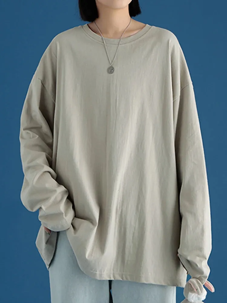 Women's Long Sleeve T-Shirt Oversized Tee Shirt Casual O-Neck Shirt