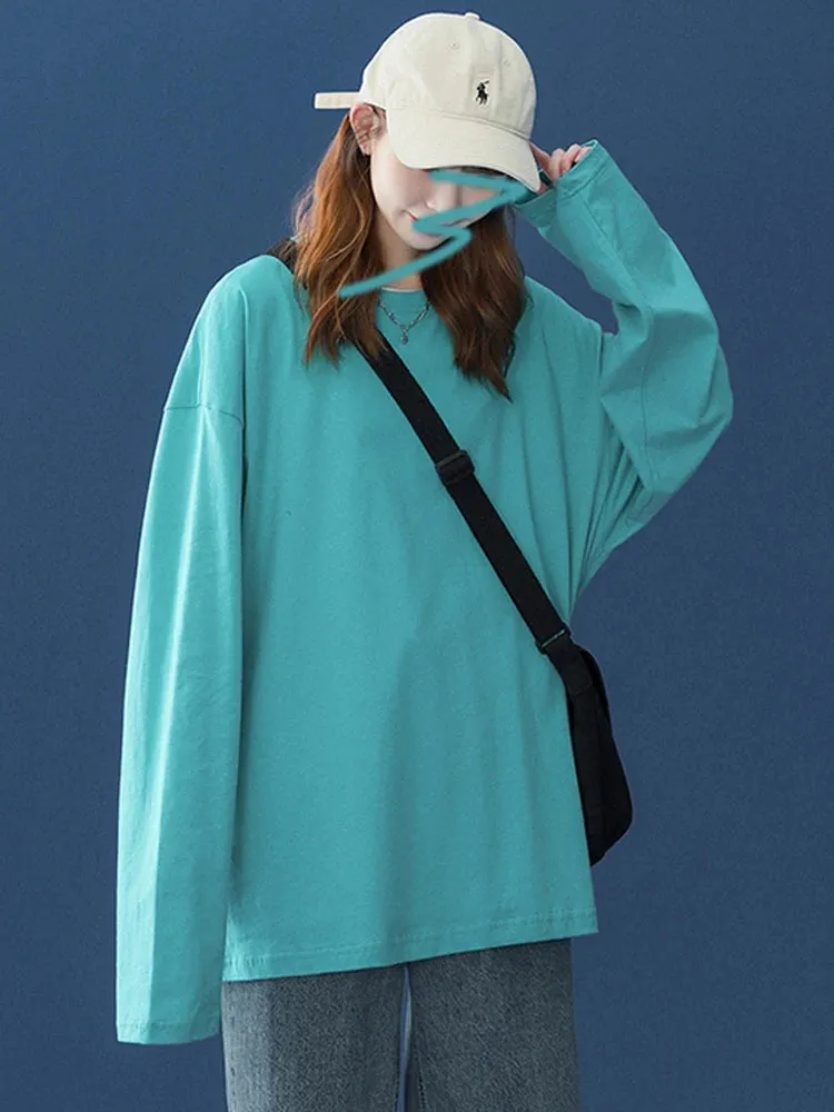 Women's Long Sleeve T-Shirt Oversized Tee Shirt Casual O-Neck Shirt