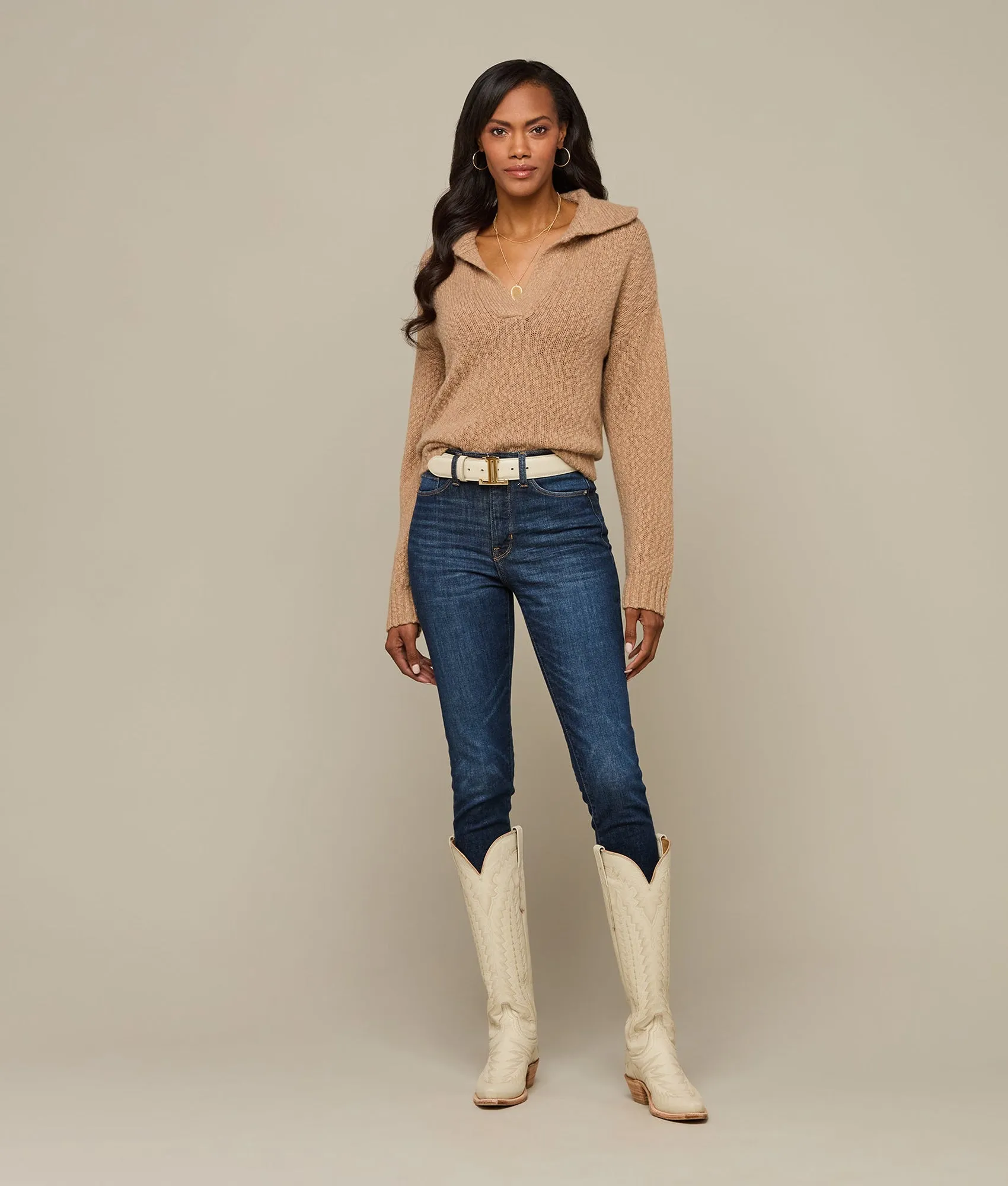 Women's Mirrored L Belt :: Glitz Cream
