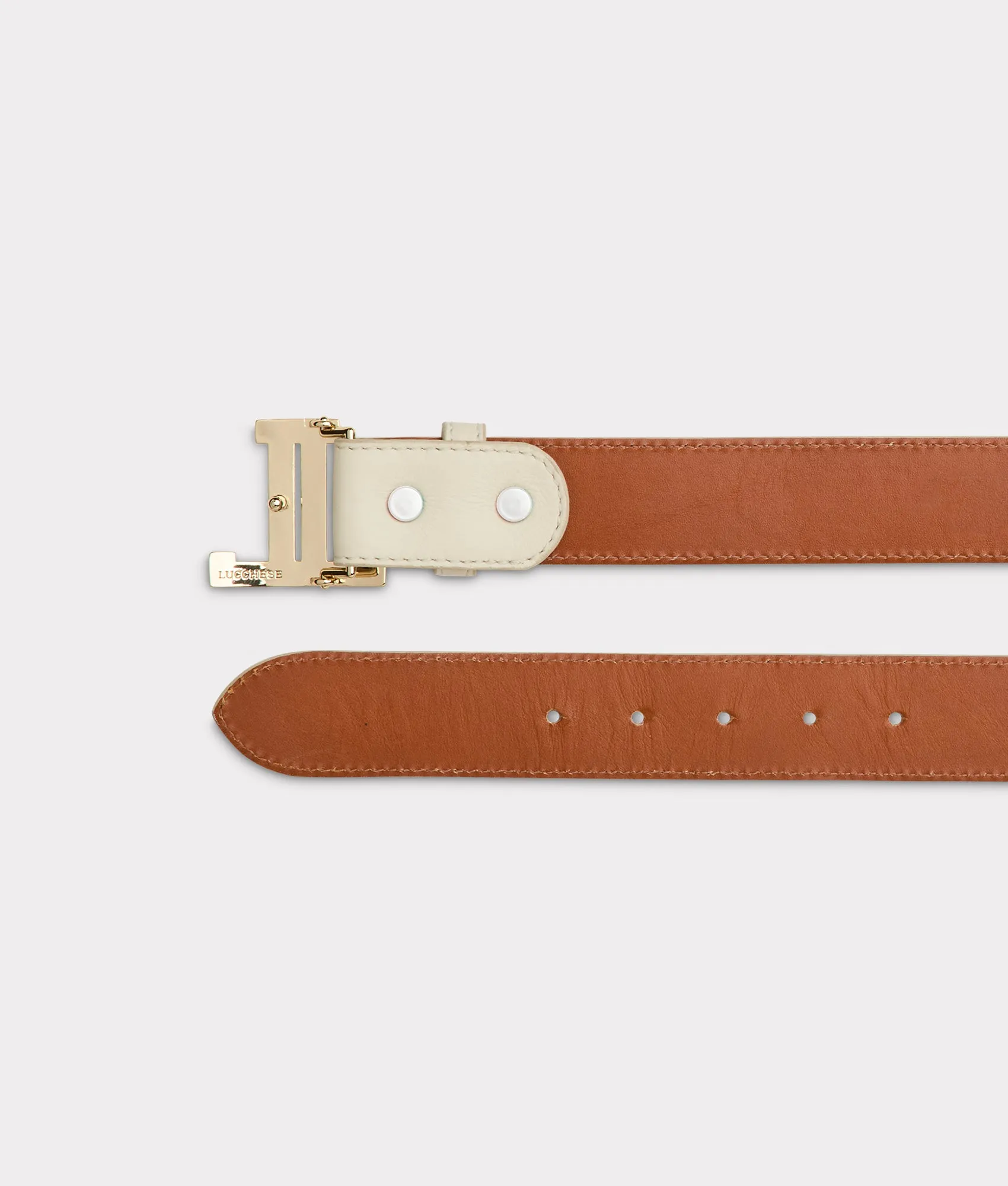 Women's Mirrored L Belt :: Glitz Cream