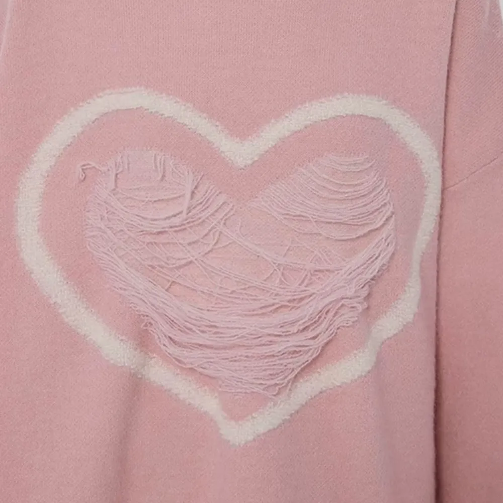 Women's Pink Love Solid Sweater