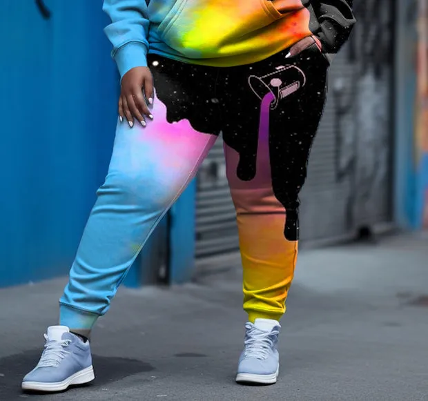 Women's Plus Size Casual Colorful Milk Two Piece Hoodie Set