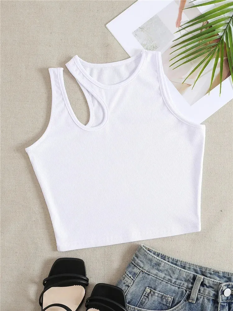 Women's Sexy Rib-Knit Sleeveless Crop Top - Summer Street Fashion Vest