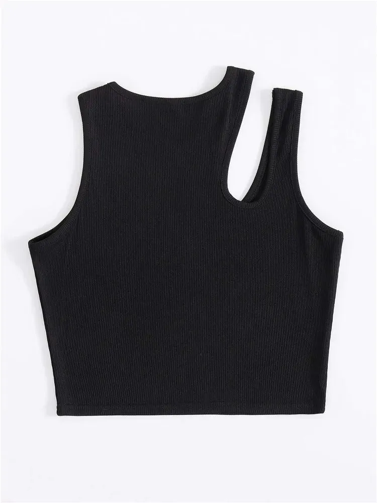 Women's Sexy Rib-Knit Sleeveless Crop Top - Summer Street Fashion Vest