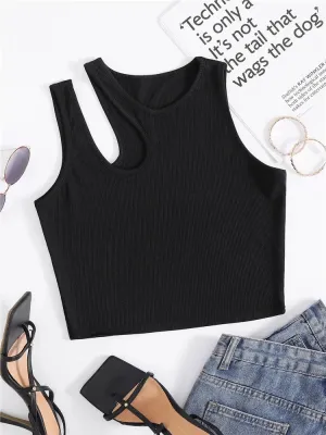 Women's Sexy Rib-Knit Sleeveless Crop Top - Summer Street Fashion Vest