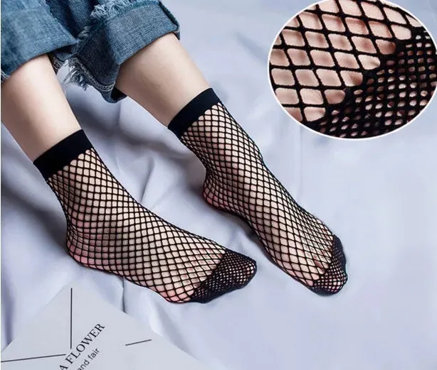 Women's Short Ankle High Mesh Lace Fashion Nylon Socks