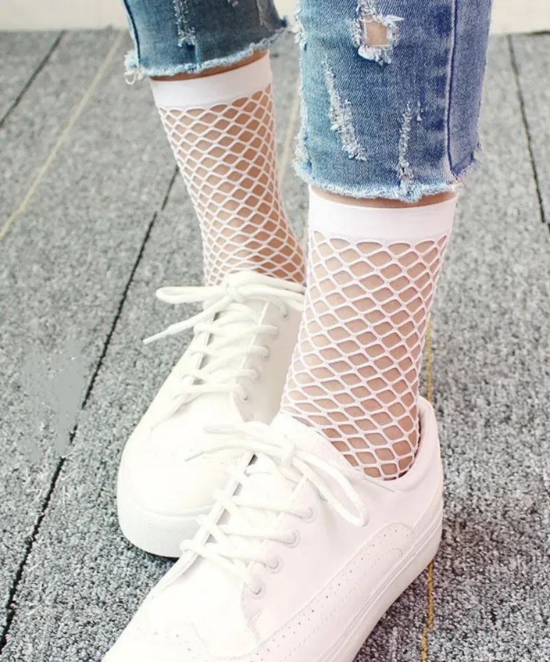 Women's Short Ankle High Mesh Lace Fashion Nylon Socks