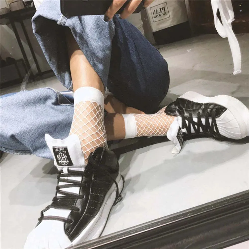 Women's Short Ankle High Mesh Lace Fashion Nylon Socks