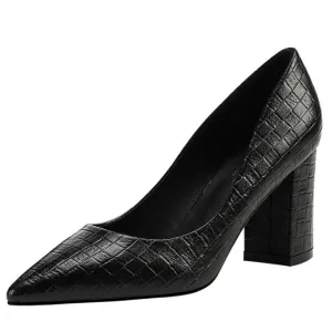 Women's Small Size Pointed Chunky Heel Shoes SS271