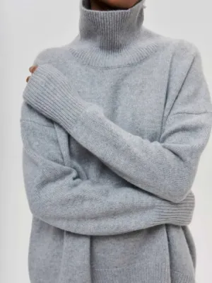 Women's Turtleneck Sweater Oversized Long Sleeve Pullover Casual Loose Fit Knitted Sweater