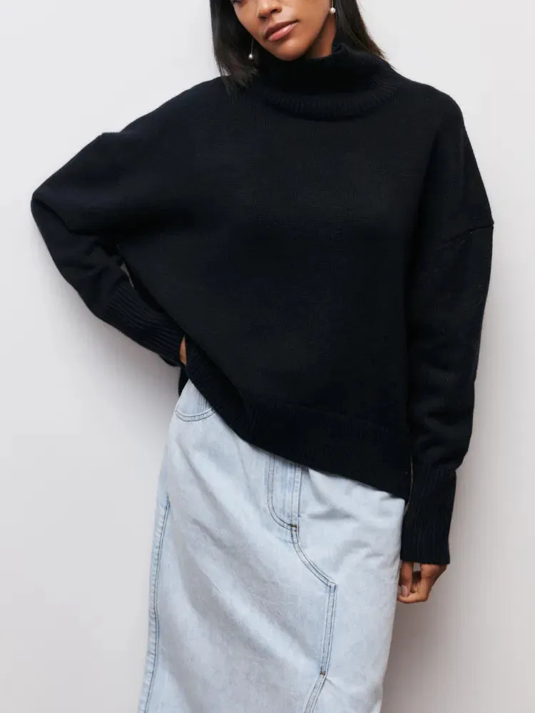 Women's Turtleneck Sweater Oversized Long Sleeve Pullover Casual Loose Fit Knitted Sweater