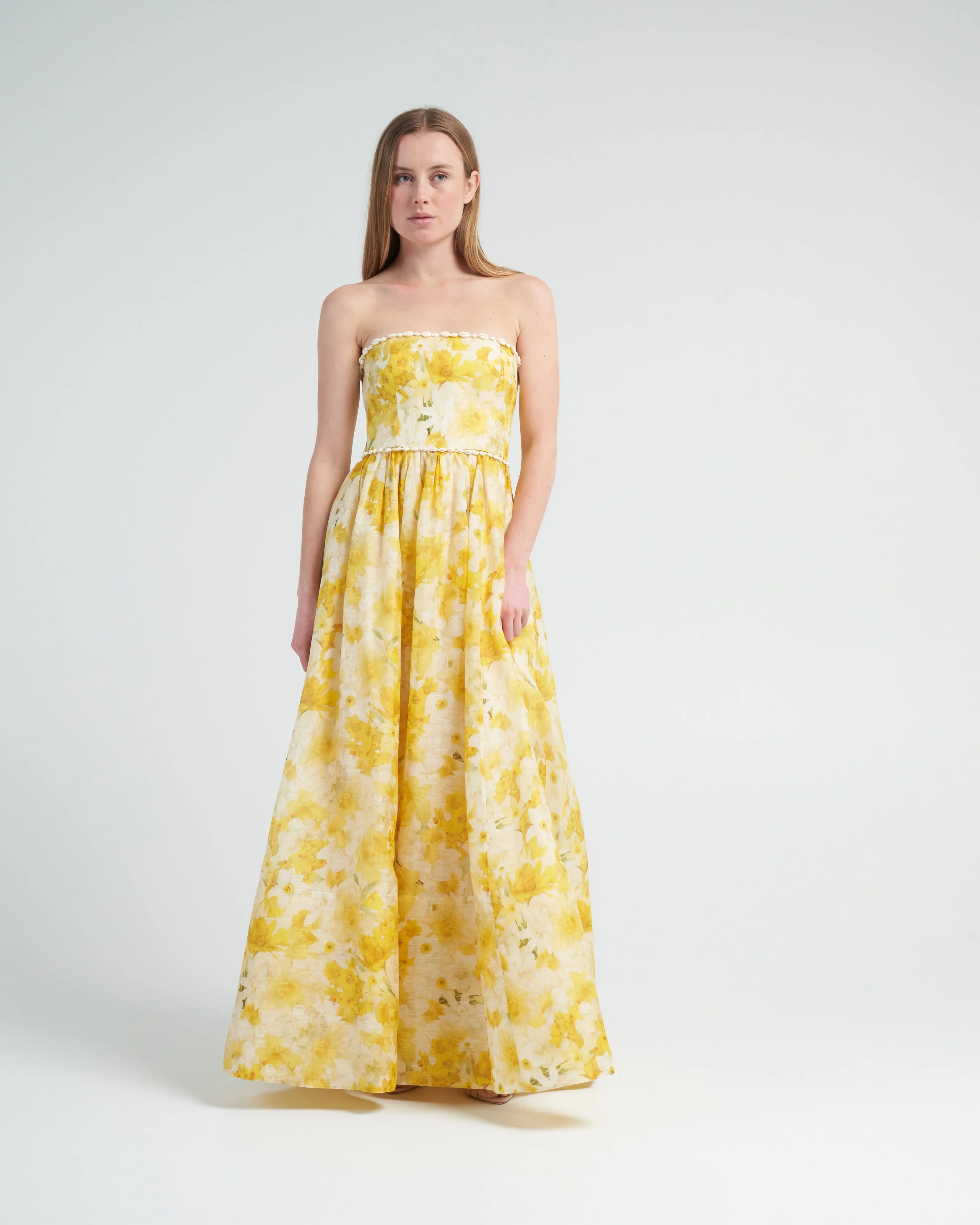 wonderland shell gown - daffodil print