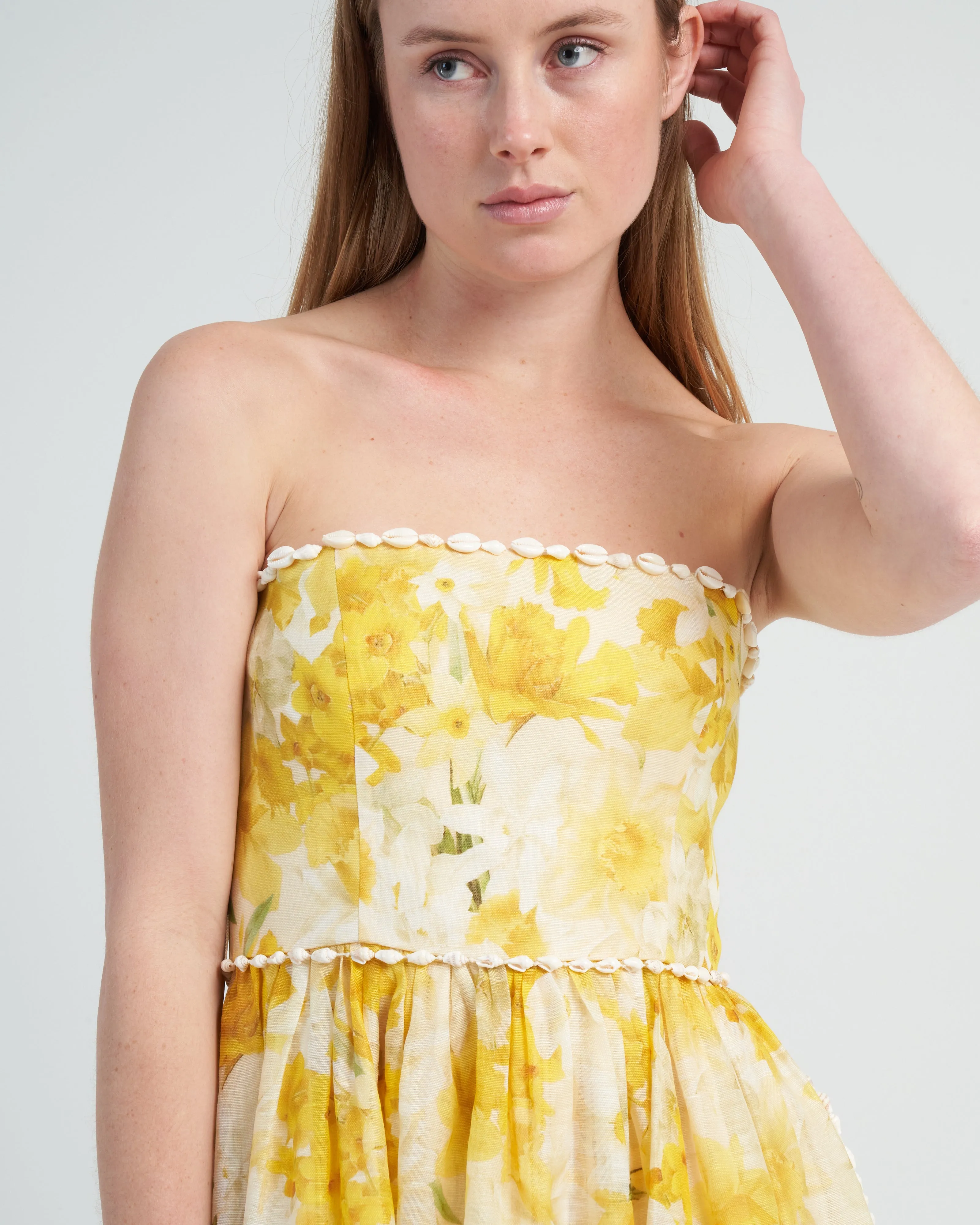 wonderland shell gown - daffodil print