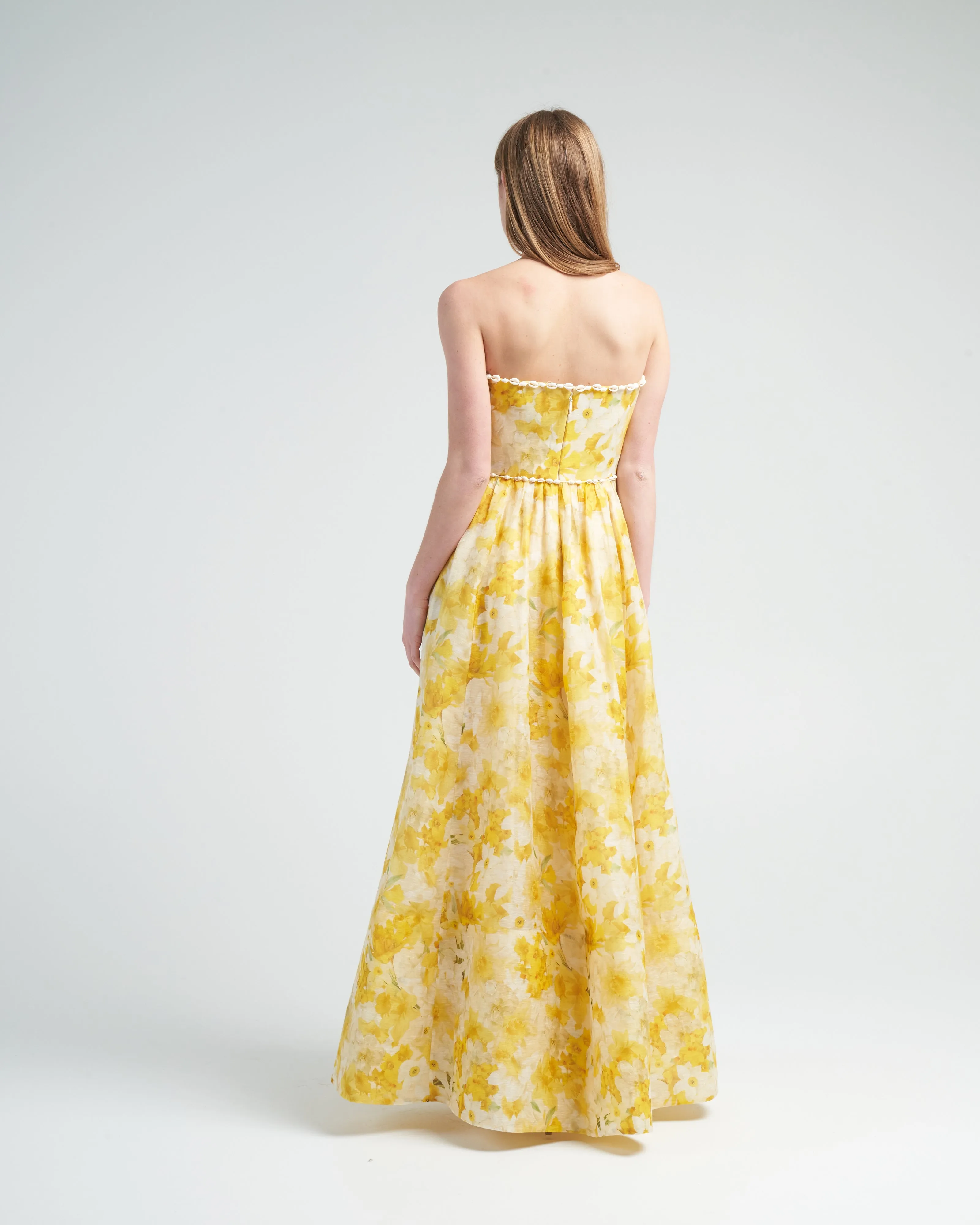 wonderland shell gown - daffodil print