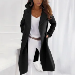 WoolAura™ | Women's Long Casual Wool Coat | Warm, Stylish & Comfortable Fit for Everyday Wear