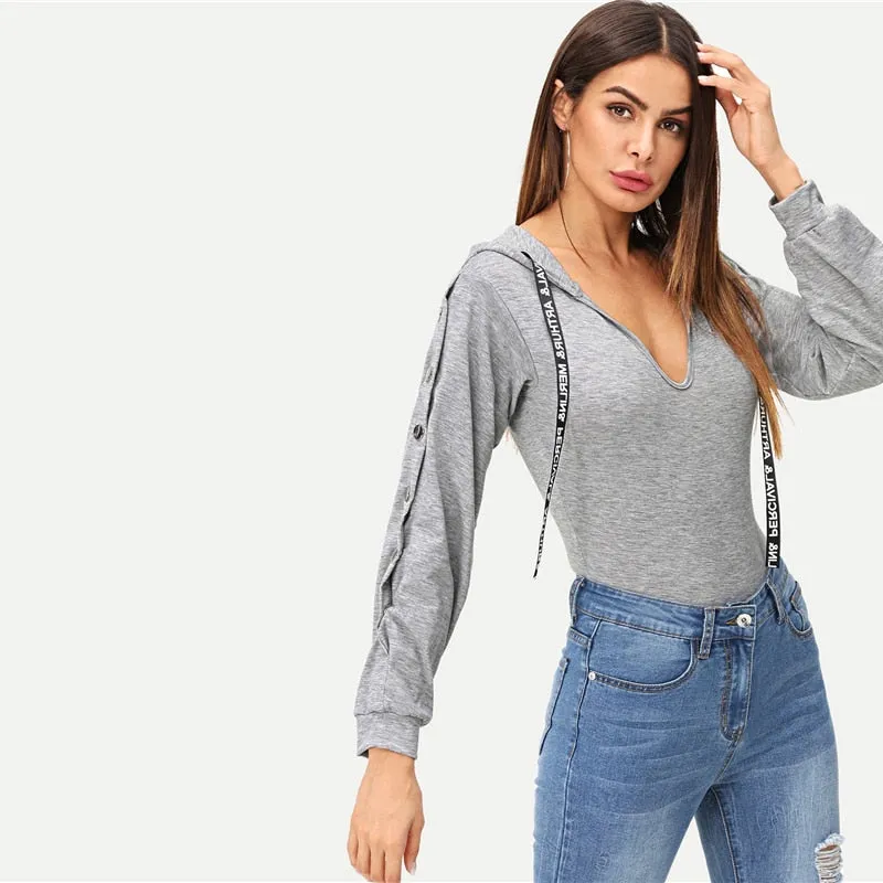 Work it Out Drawstring Bodysuit - Gray