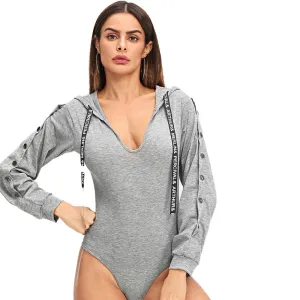 Work it Out Drawstring Bodysuit - Gray