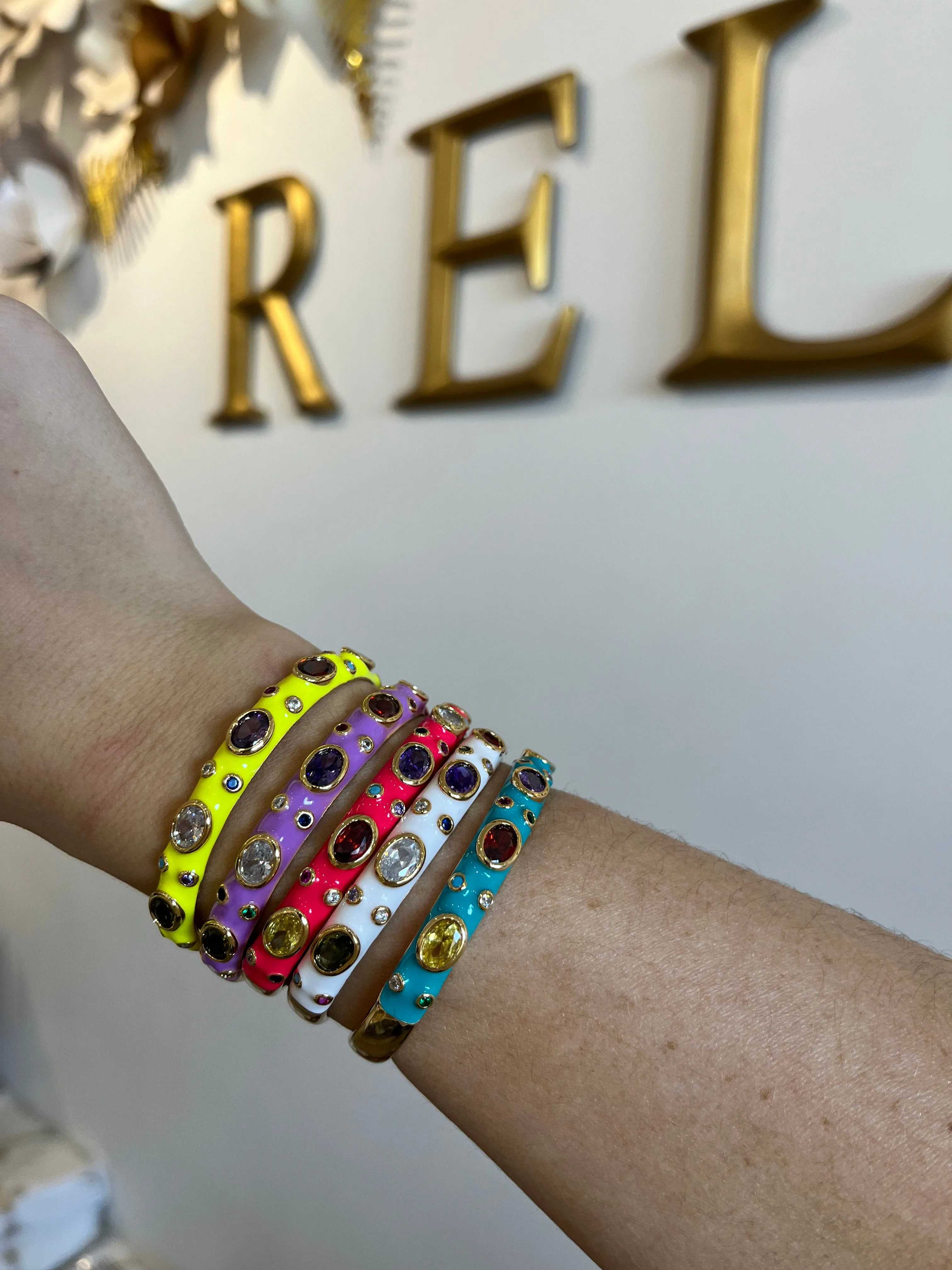 Yellow Enameled  Cuff