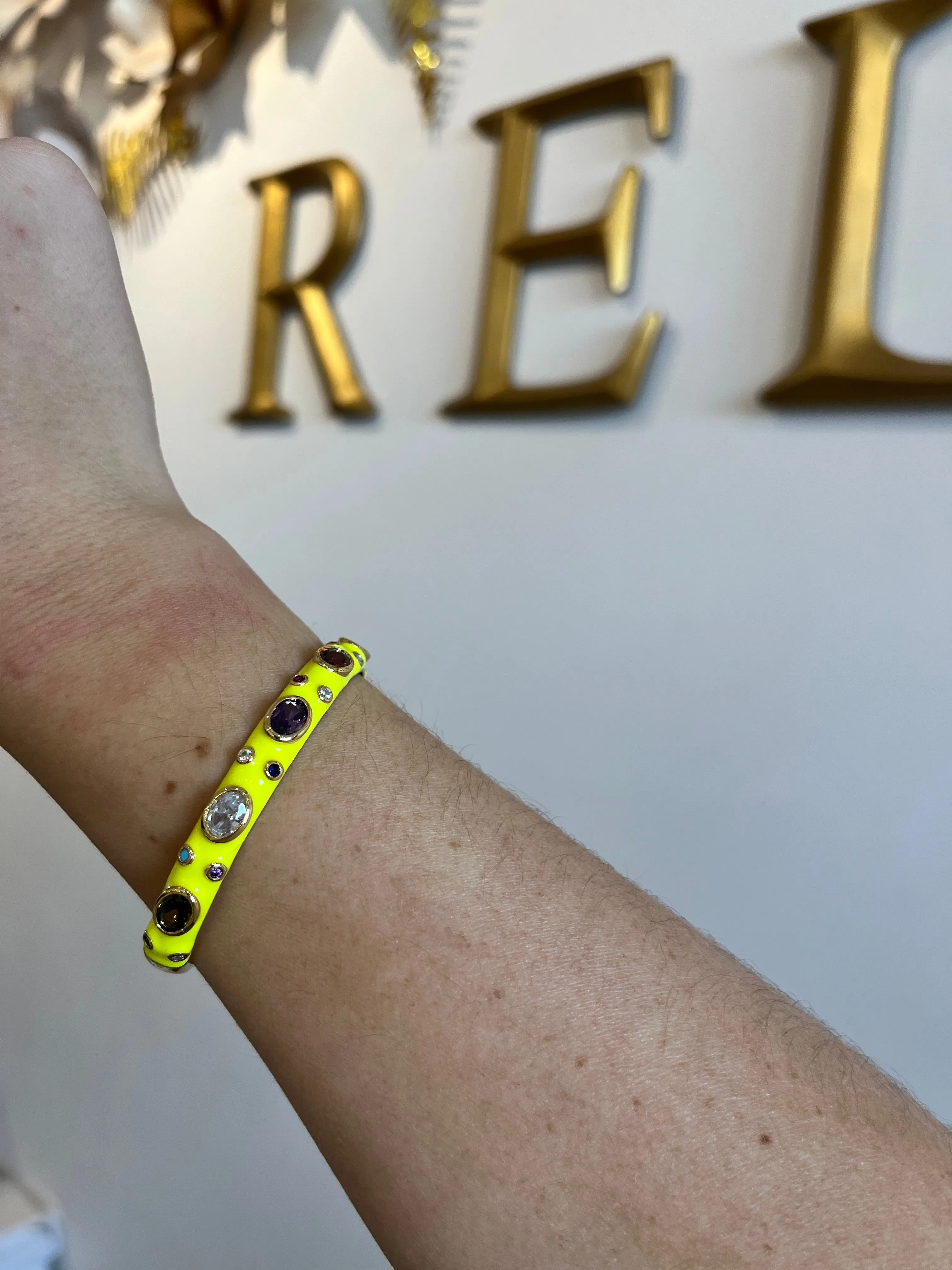 Yellow Enameled  Cuff