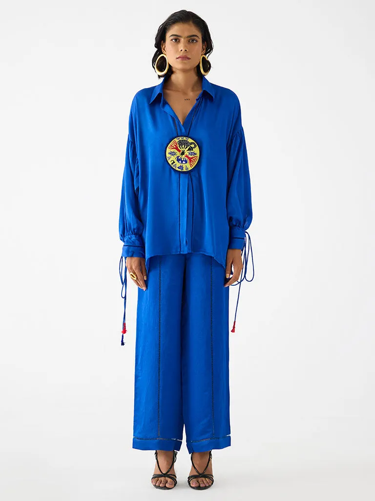 Zulu Blue Linen Pant Set