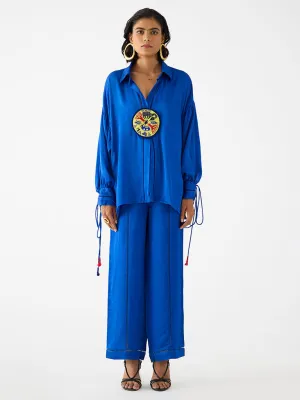 Zulu Blue Linen Pant Set