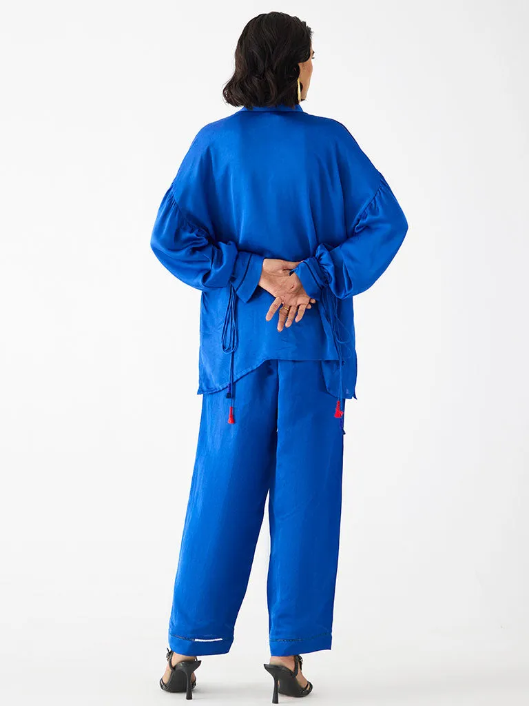 Zulu Blue Linen Pant Set