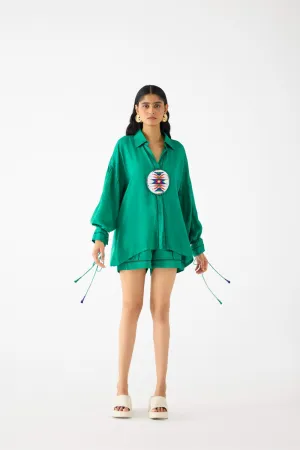 ZULU GREEN LINEN SHIRT & SHORTS