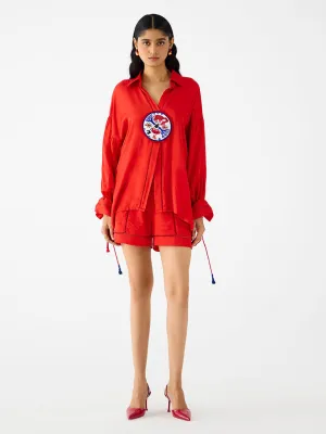 Zulu Red Linen Shirt & Shorts