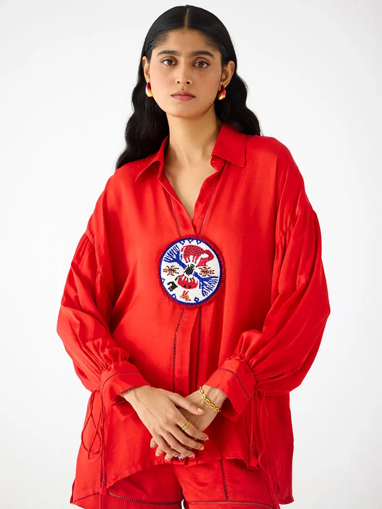 Zulu Red Linen Shirt & Shorts